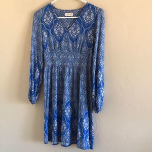 Blue Long Sleeve Dress